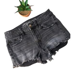 American Eagle Womens Shorts Size 6 Hi-Rise Jean Booty Distressed Black Festival
